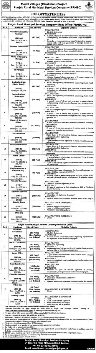 Punjab Rural Municipal Services Co PRMSC Jobs 17 August 2025 Express Tribune 1