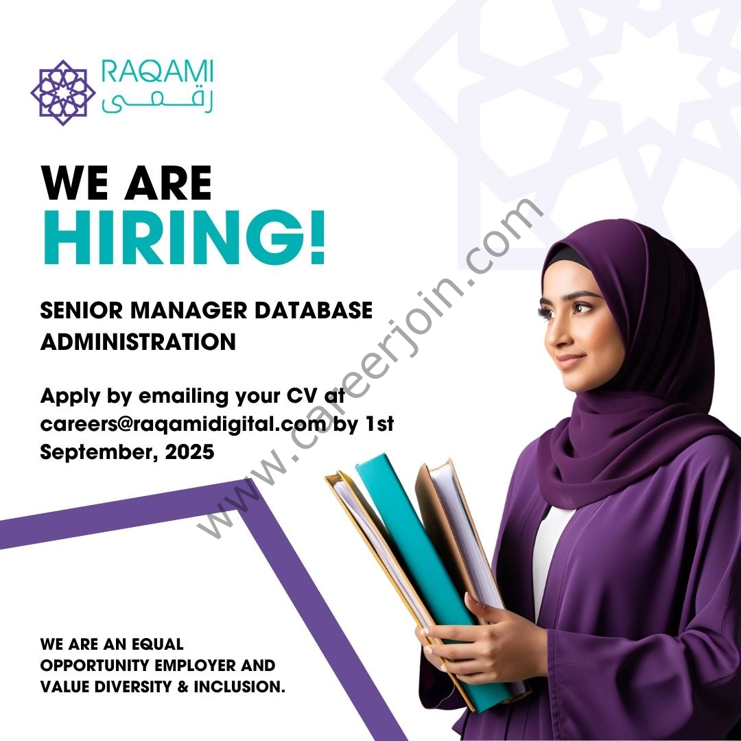 Raqami Islamic Digital Bank Jobs Sr Manager DBA 1