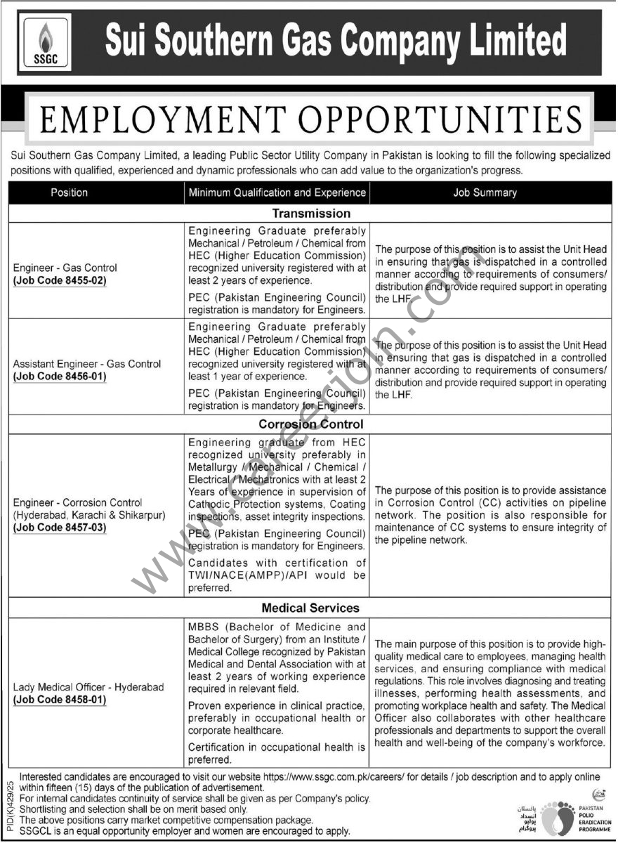 SUI Southern Gas Co SSGC Jobs 03 August 2025 Express Tribune 1