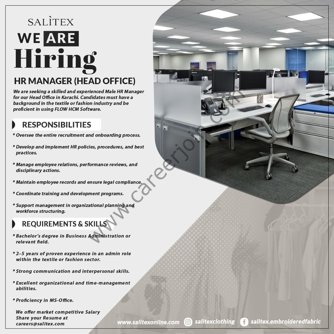 Salitex Pakistan Jobs HR Manager 1