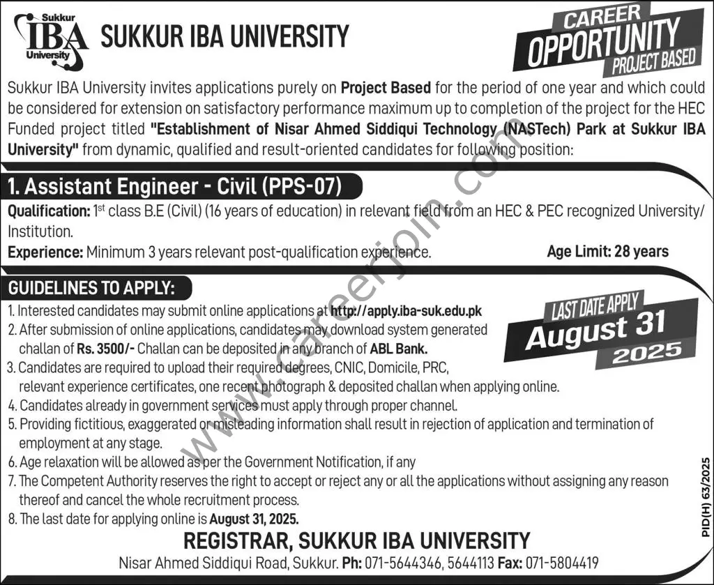Sukkur IBA University Jobs 10 August 2025 Express 1