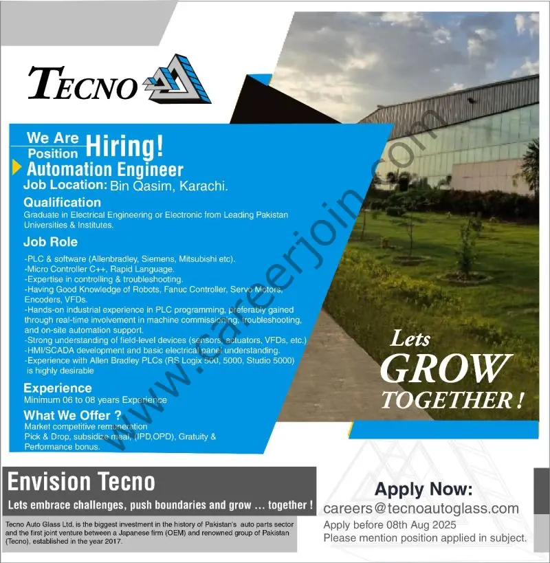 Techno Auto Glass Ltd Jobs Automation Engineer 1