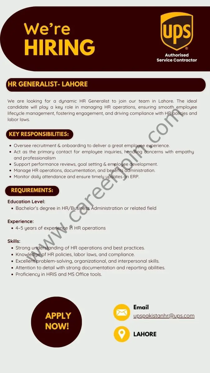 UPS Pakistan Jobs HR Generalist 1