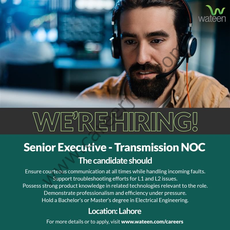 Wateen Telecom Limited Jobs Senior Executive Transmission NOC 1