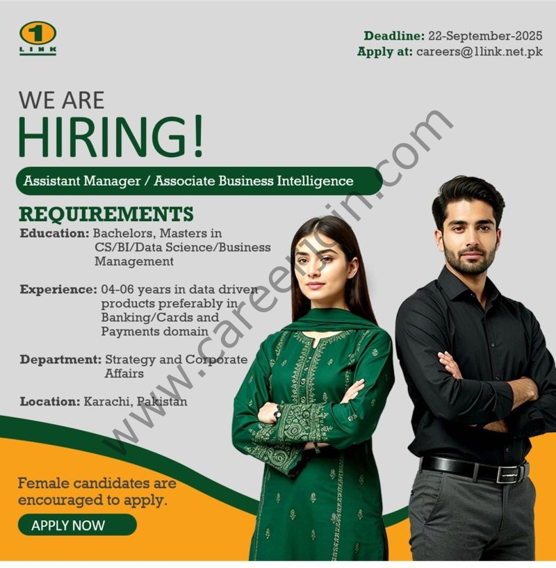 1Link Pvt Ltd Jobs Assistant Manager / Associate Business Intelligence 1