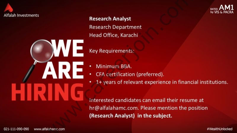 Alfalah Investments Jobs Research Analyst 1