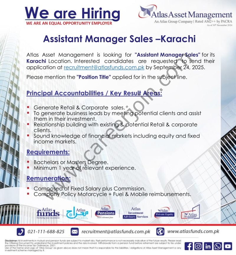 Atlas Asset Management Jobs Assistant Manager Sales 1