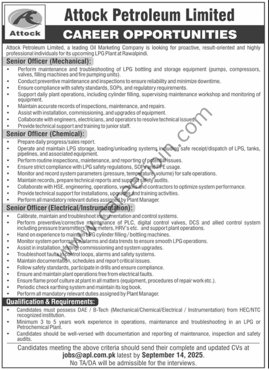 Attock Petroleum Ltd Jobs 06 September 2025 Dawn 1