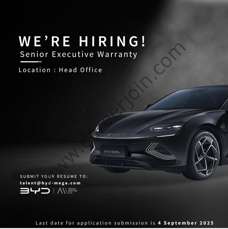 BYD Pakistan Jobs Senior Executive Warranty 1