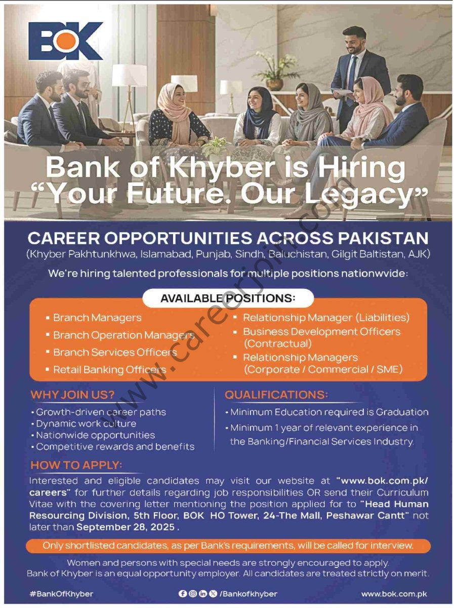 Bank of Khyber BOK Jobs 14 September 2025 Dawn 01 1