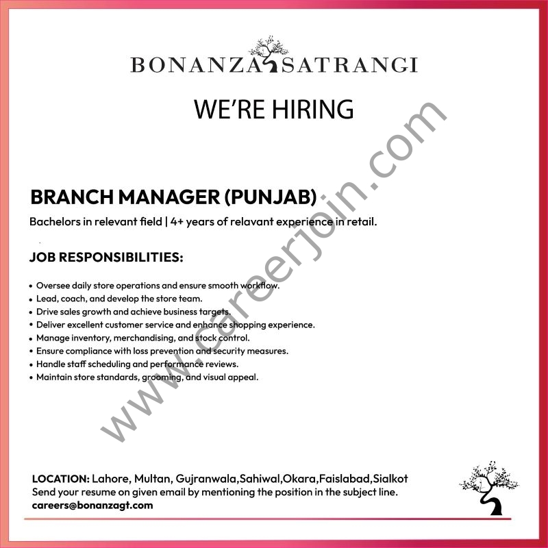 Bonanza Satrangi Jobs Branch Manager 1