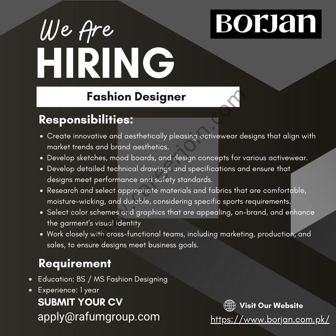 BORJAN Pvt Ltd Jobs Fashion Designer 1