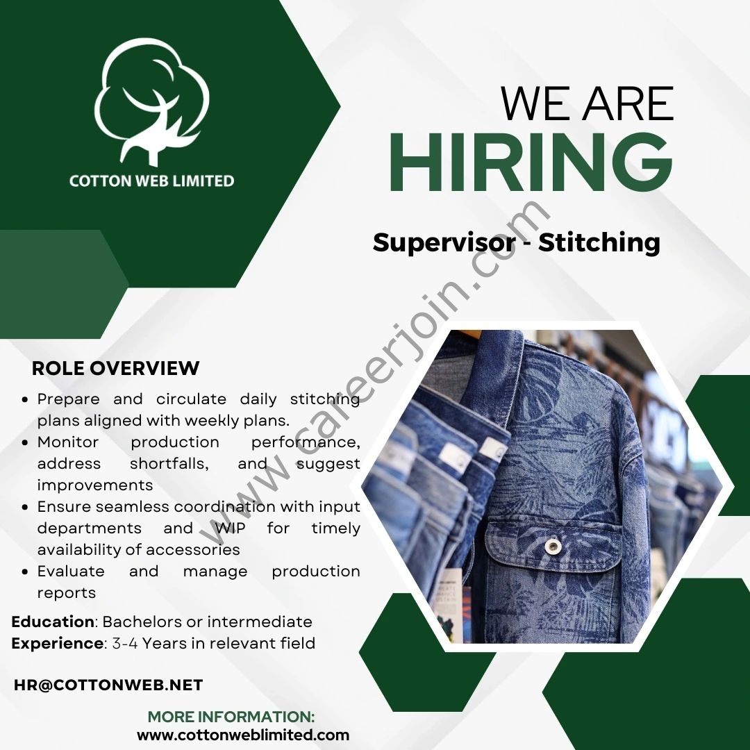 Cotton Web Limited Jobs Supervisor Stitching 1