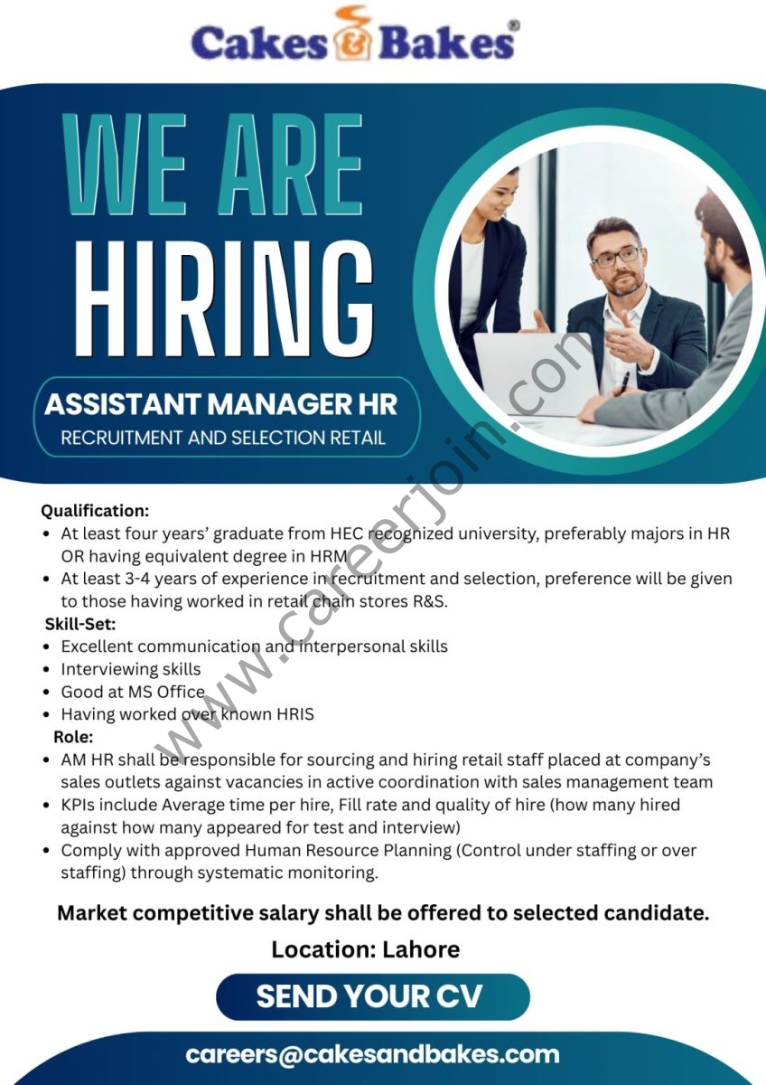 Cakes & Bakes Pakistan Jobs Assistant Manager HR 1