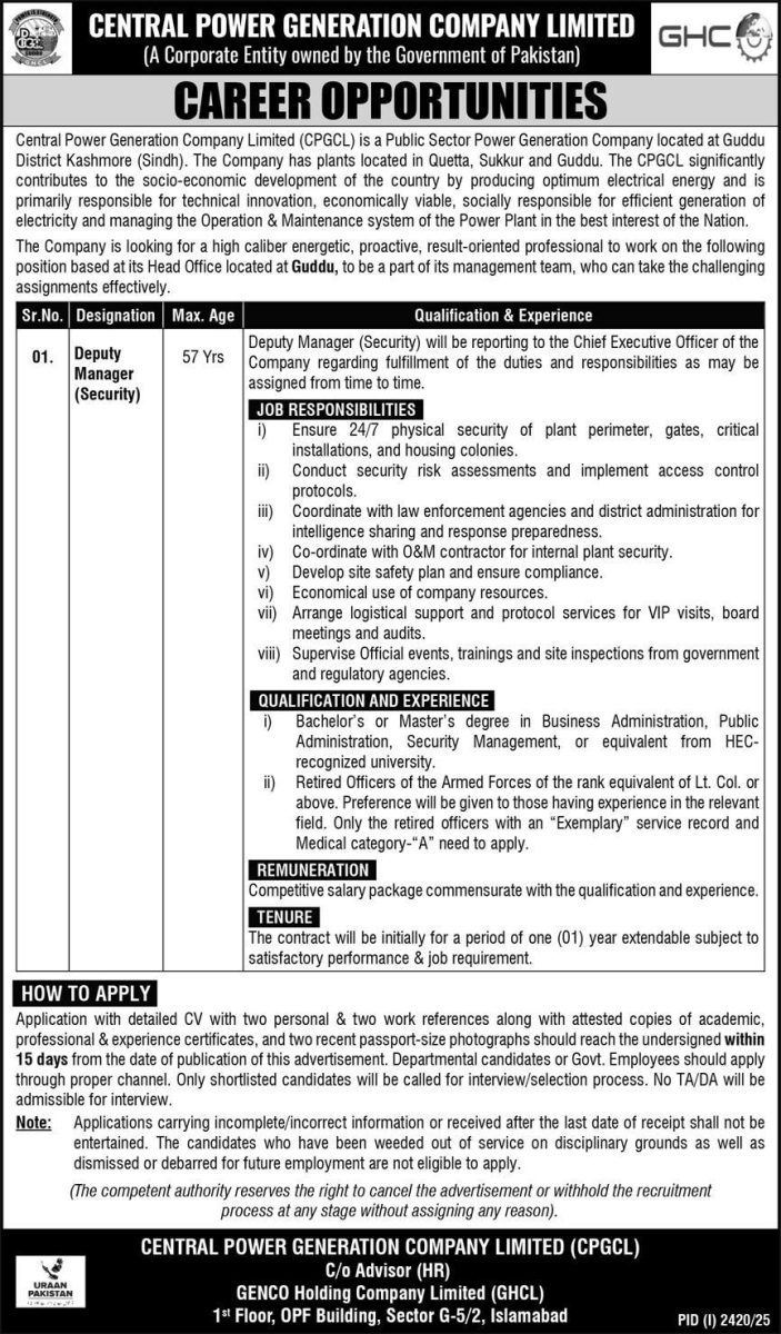 Central Power Generation Co Ltd Jobs 23 September 2025 Express 1