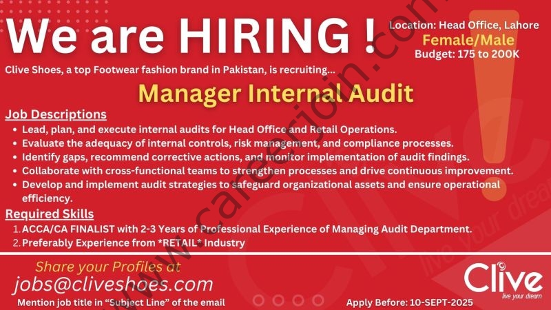 Clive Shoes Jobs Manager Internal Audit 1