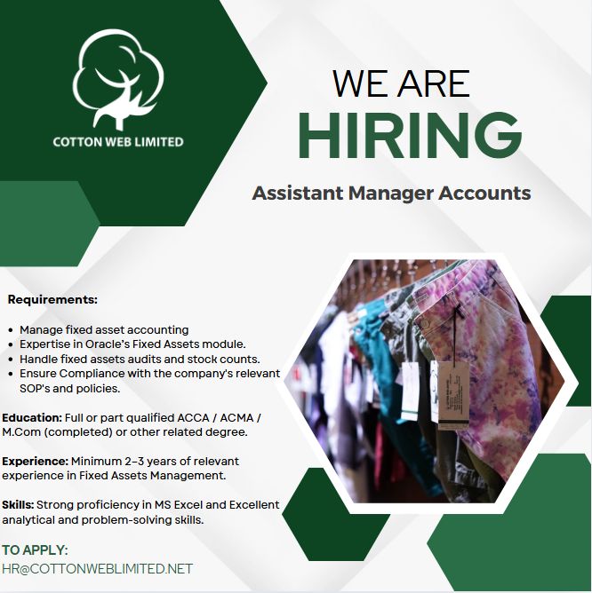 CottonWeb Limited Jobs Assistnat Manager Accounts 1