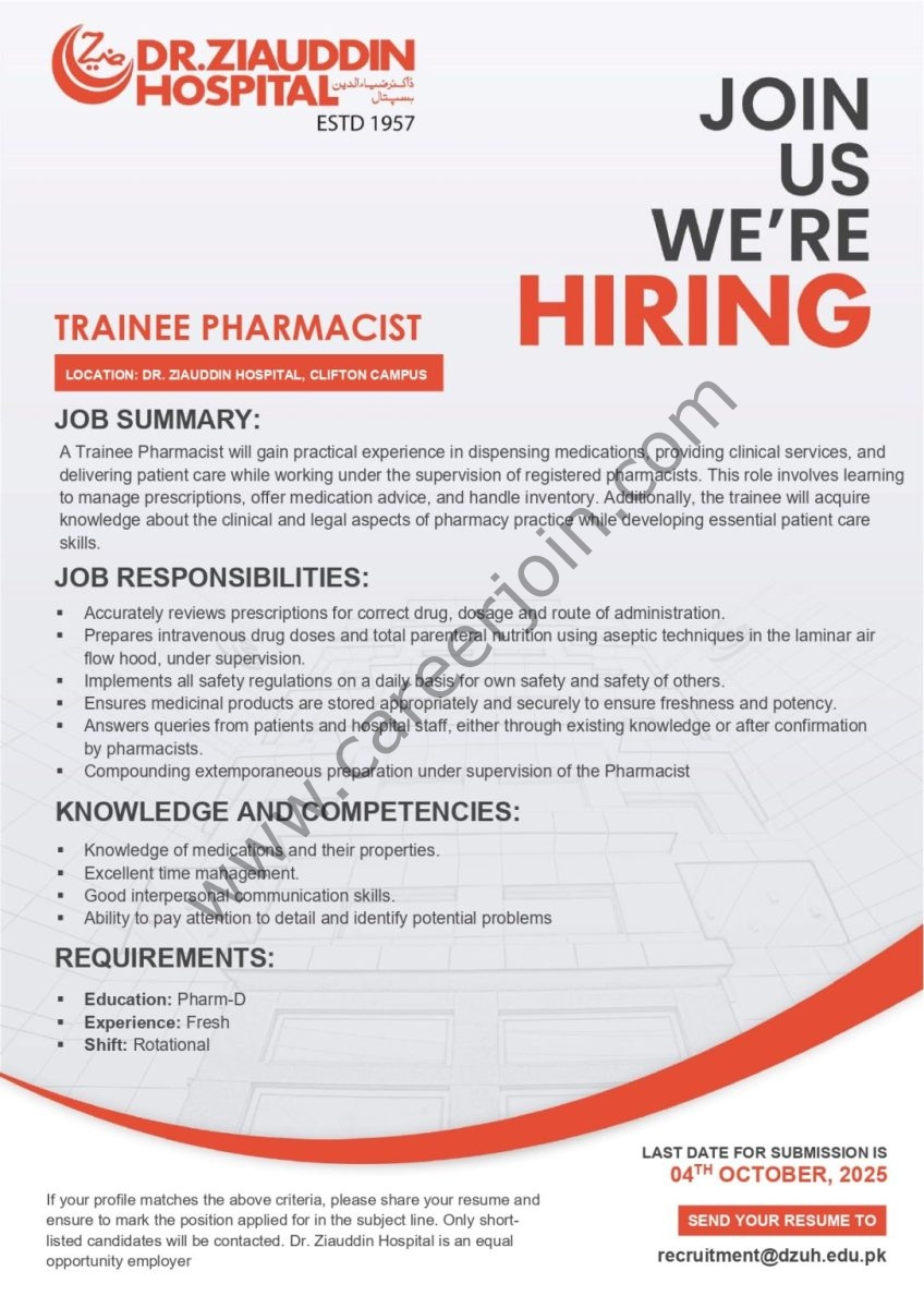 Dr Ziauddin Hospital Jobs October 2025 2