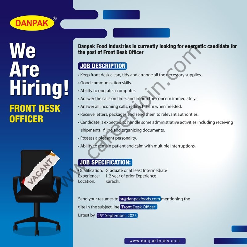 Danpak Food Industries Jobs Front Desk Officer 1