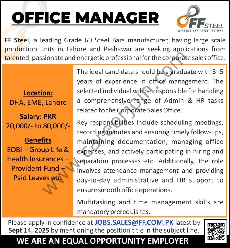 FF Steel Jobs Office Manager 1