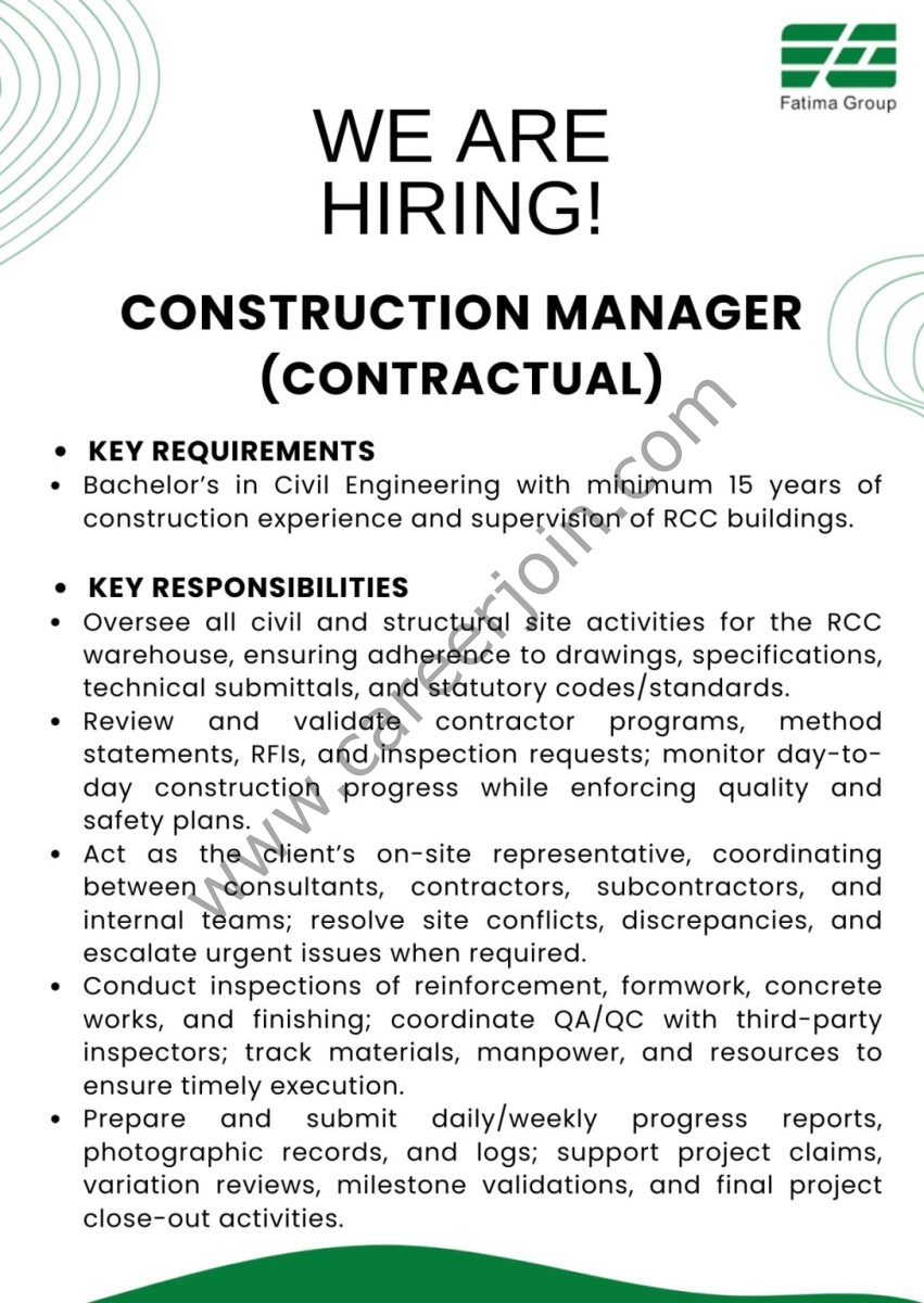 Fatima Group Jobs September 2025 2