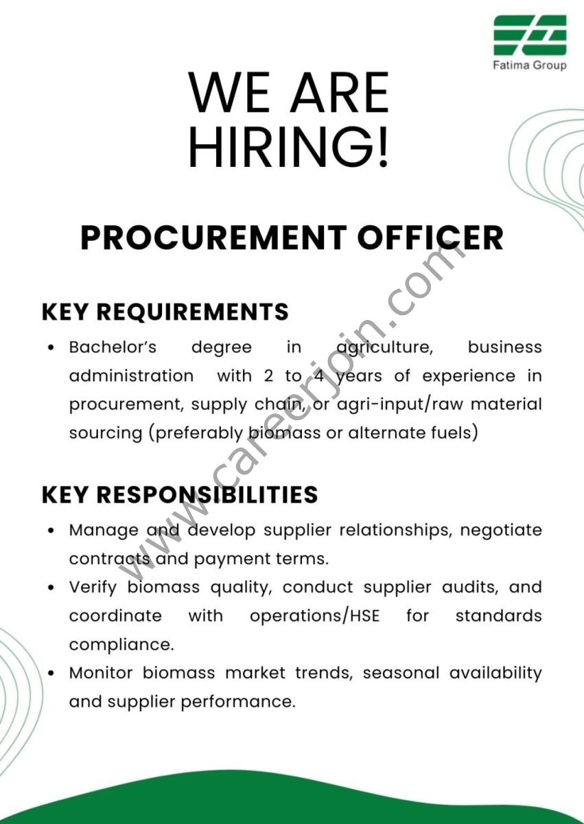 Fatima Group Jobs Procurement Officer 1