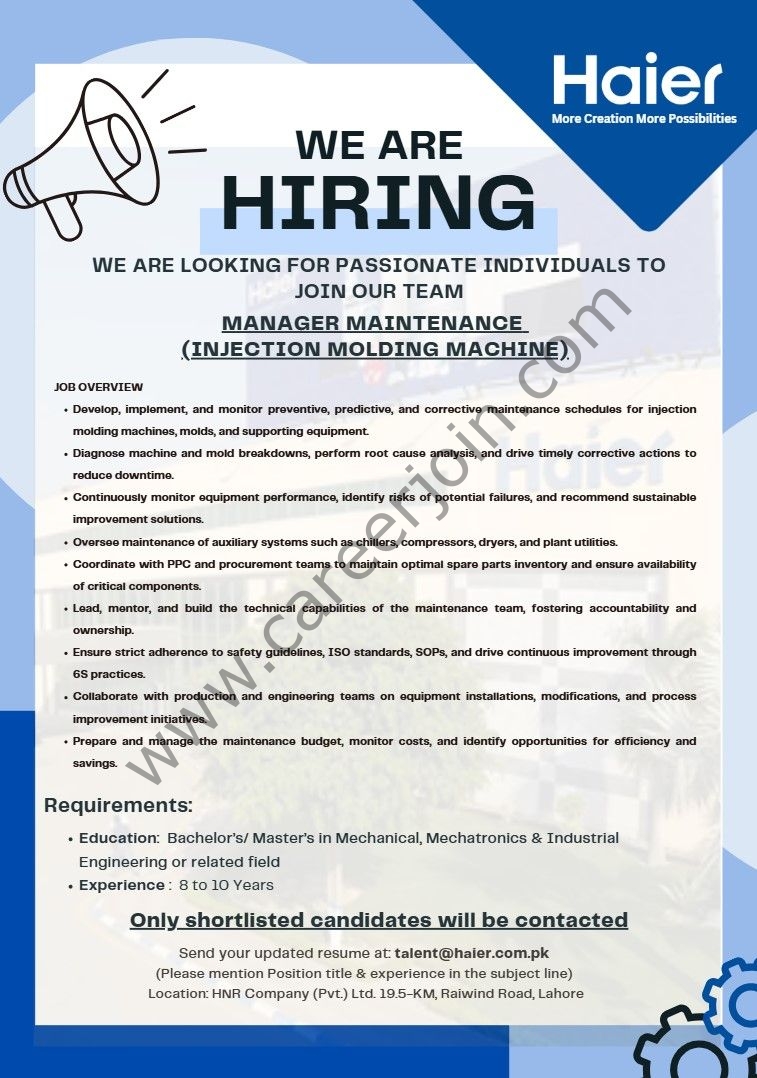 Haier Pakistan Jobs September 2025 2