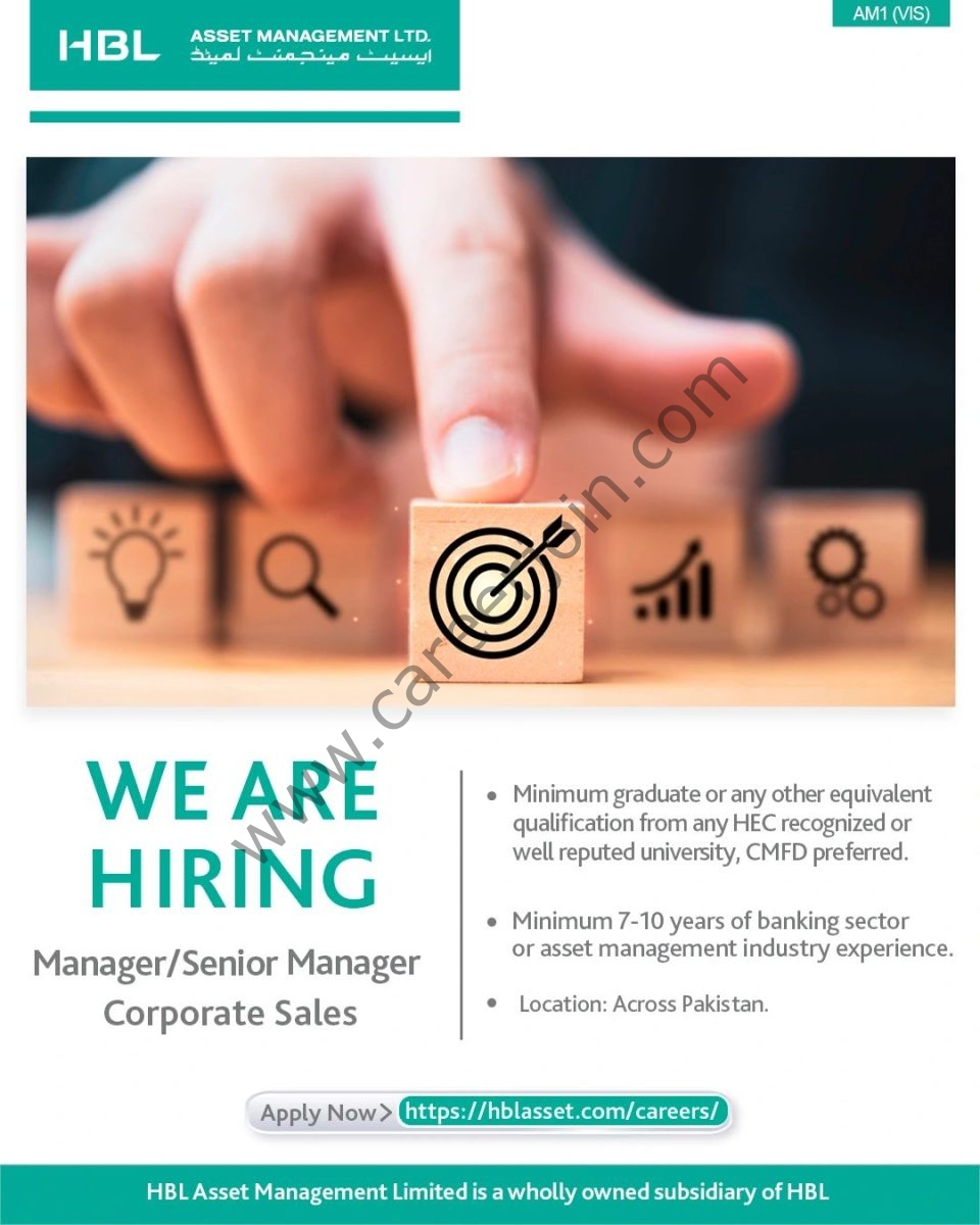 HBL Asset Management Limited Jobs Manager/Senior Manager Corporate Sales 1
