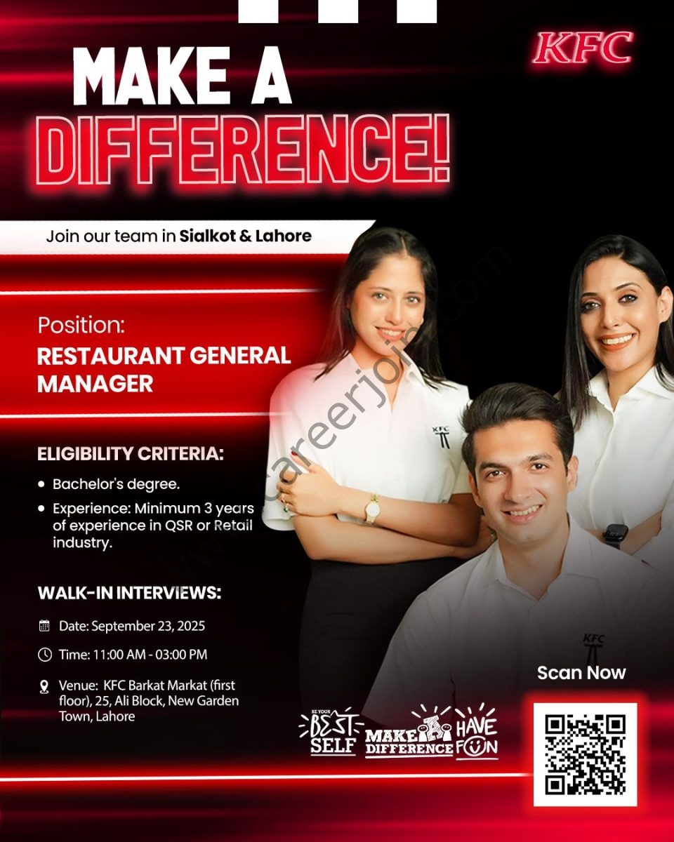KFC Pakistan Jobs Restaurant General Manager (RGM) 1