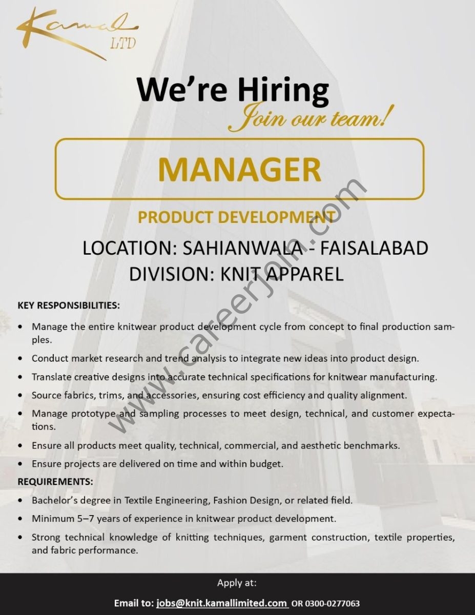Kamal Limited Jobs Manager Product Development 1