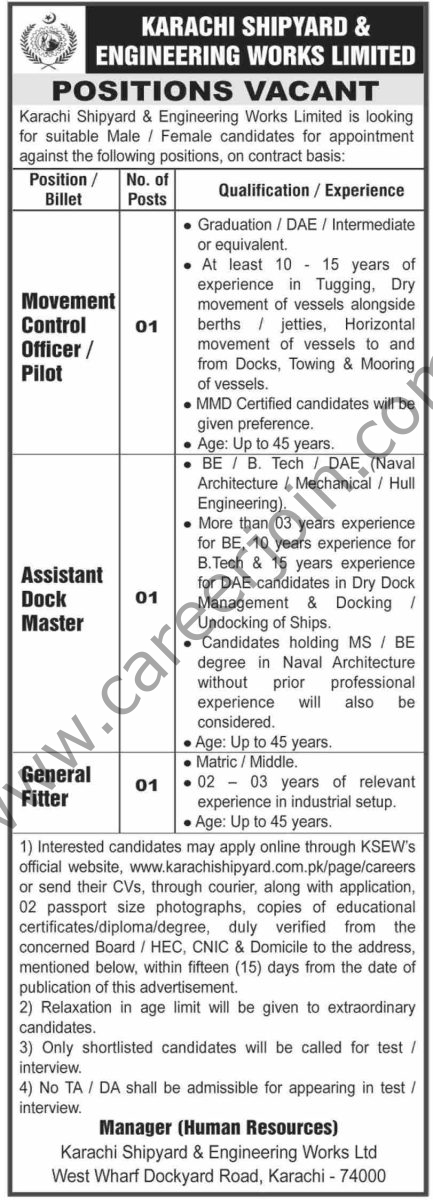 Karachi Shipyard & Engineering Works Ltd Jobs 14 September 2025 Dawn 1