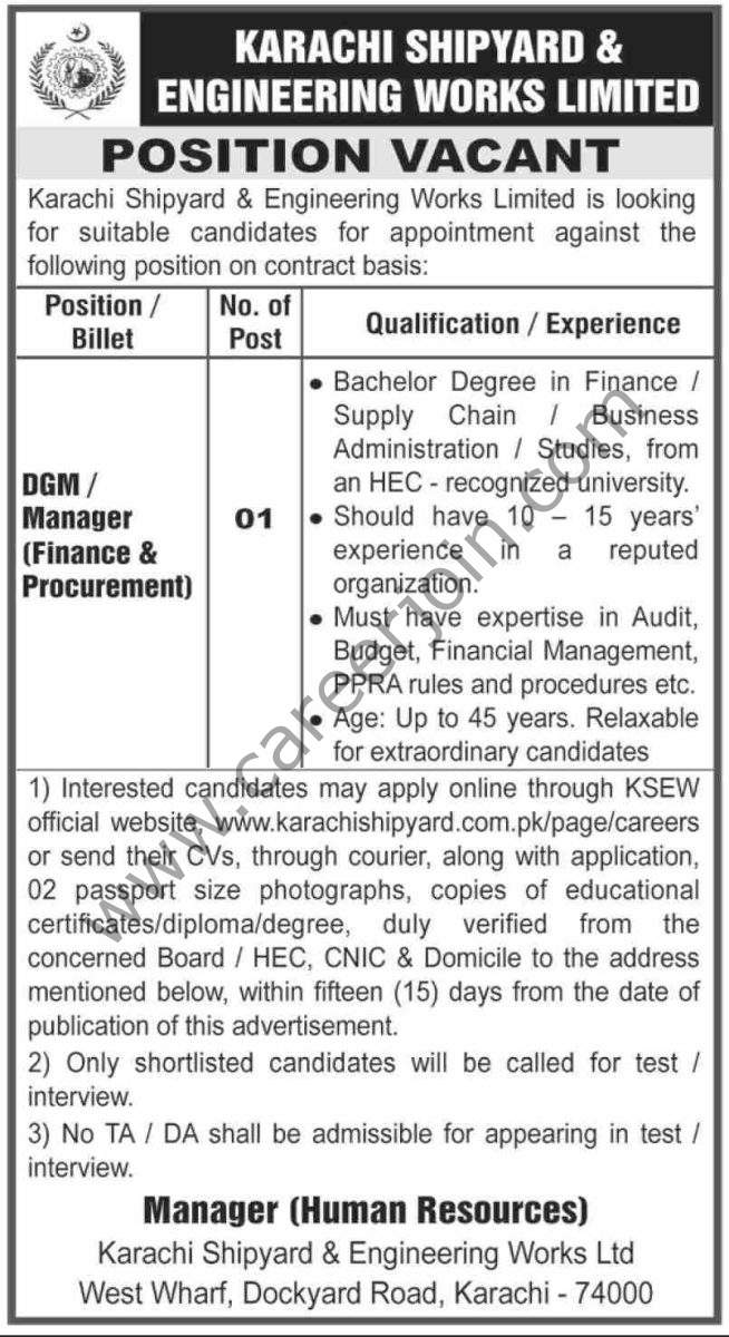 Karachi Shipyard & Engineering Works Ltd Jobs 21 September 2025 Dawn 1