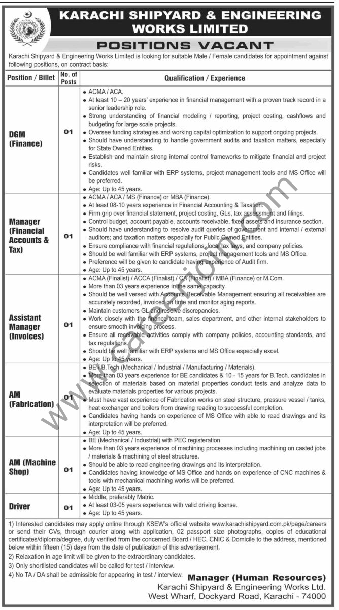 Karachi Shipyard & Engineering Works Ltd Jobs 28 September 2025 Dawn 1