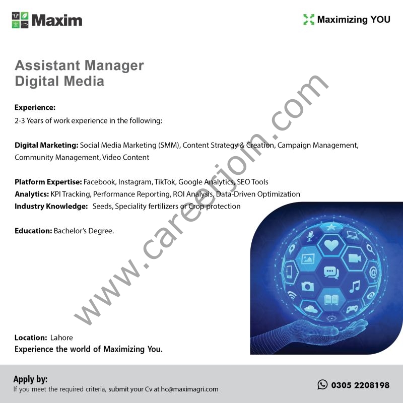 Maxim Agri Pvt Ltd Jobs Assistant Manager Digital Media 1