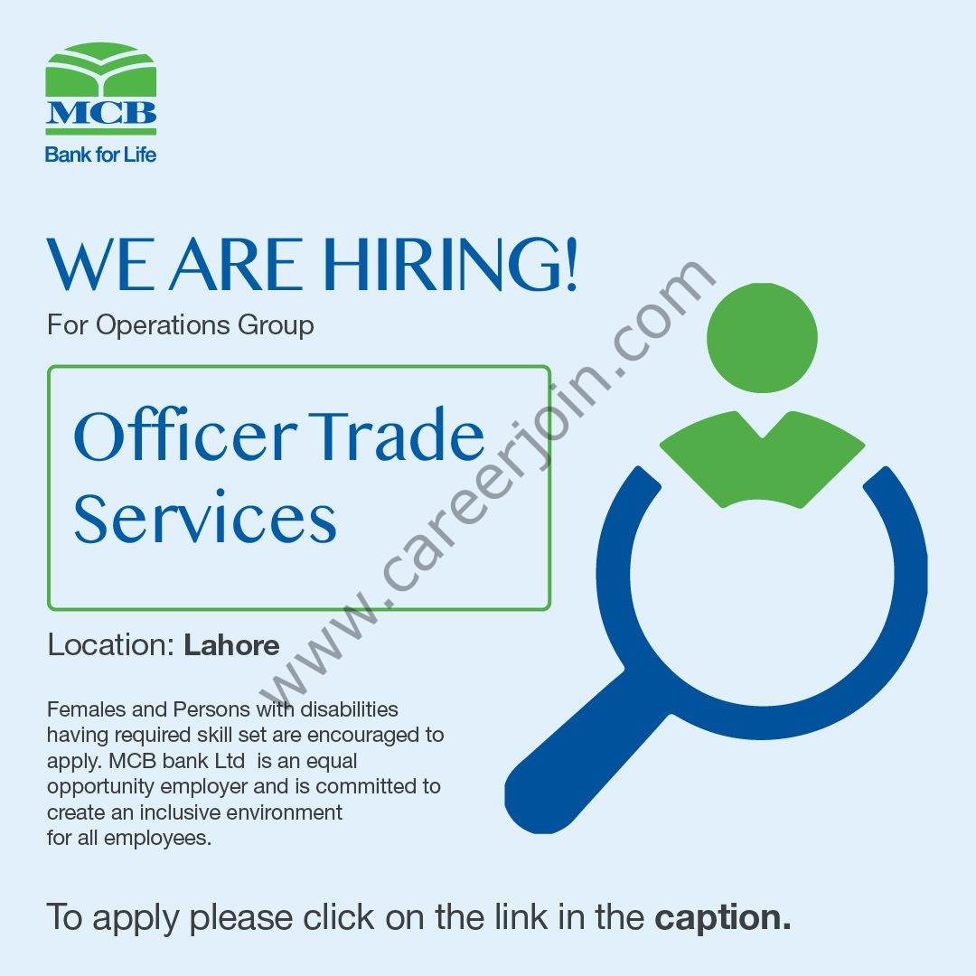 MCB Bank Limited Jobs Officer Trade Services 1