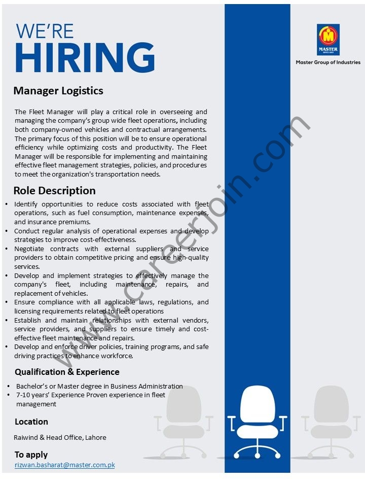 Master Group Of Industries Jobs Manager Logistics 1