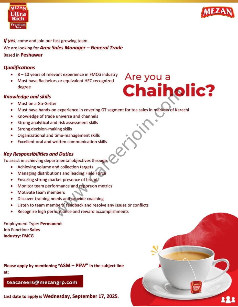 Mezan Tea Pvt Ltd Jobs Area Sales Manager 1
