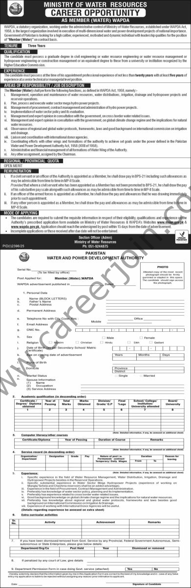 Ministry of Water Resources Jobs 21 September 2025 Express 1
