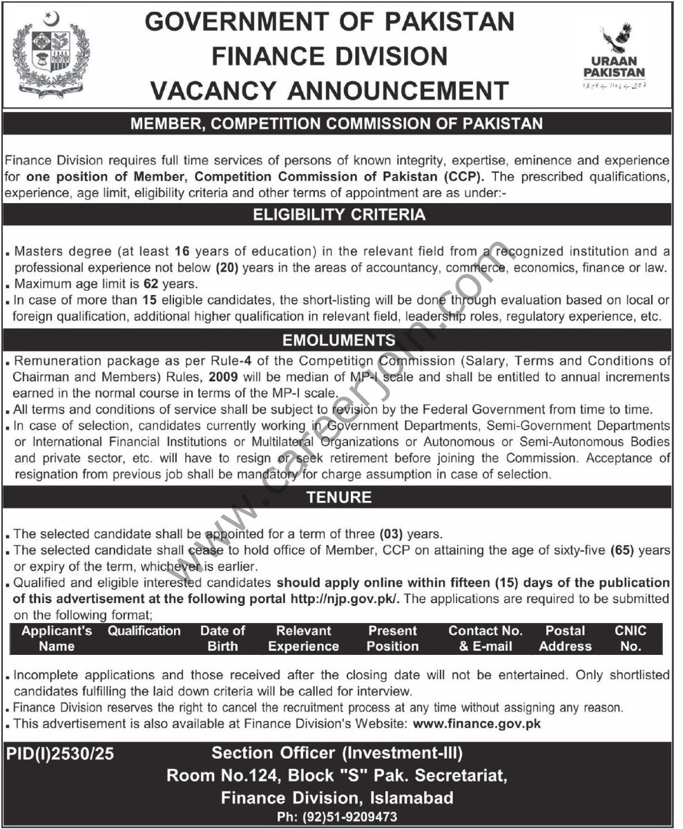Ministy of Finance Jobs 28 September 2025 Express Tribune 1