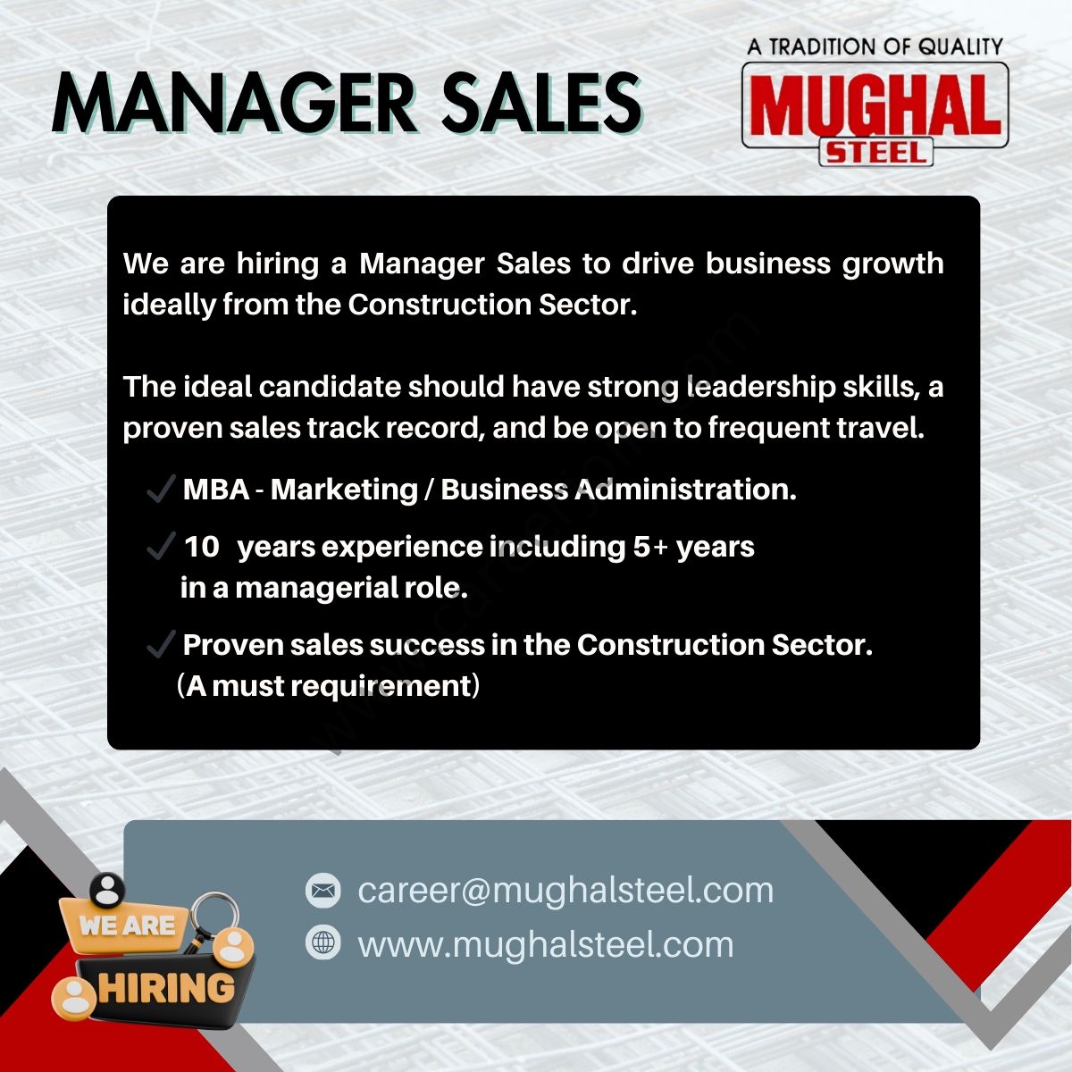 Mughal Iron & Steel Industries Limited Jobs Manager Sales 1