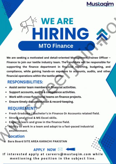 Mustaqim Dyeing & Printing Jobs MTO Finance 1