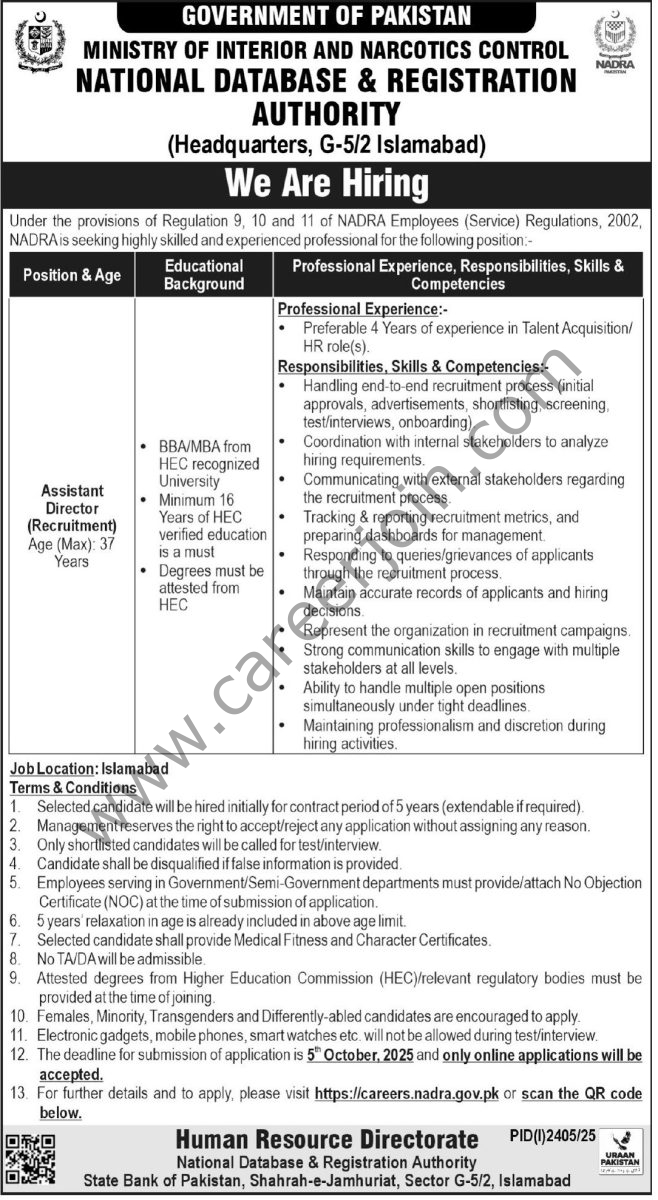 NADRA Jobs 21 September 2025 Express Tribune 01 1