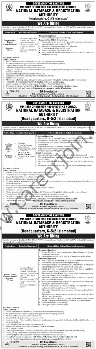 NADRA Jobs 28 September 2025 Express Tribune 1