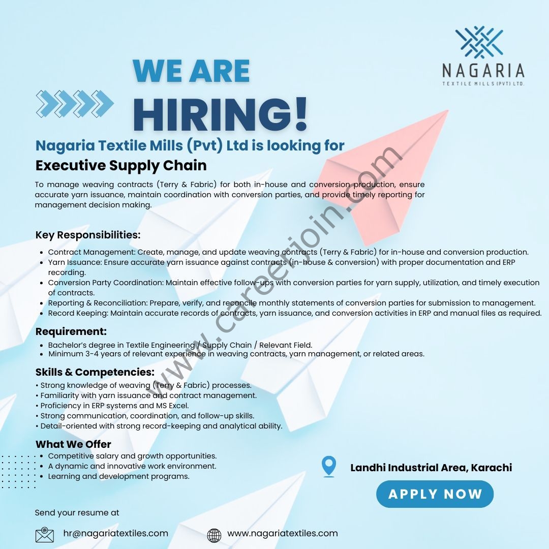 Nagaria Textile Mills Pvt Ltd Jobs Executive Supply Chain 1