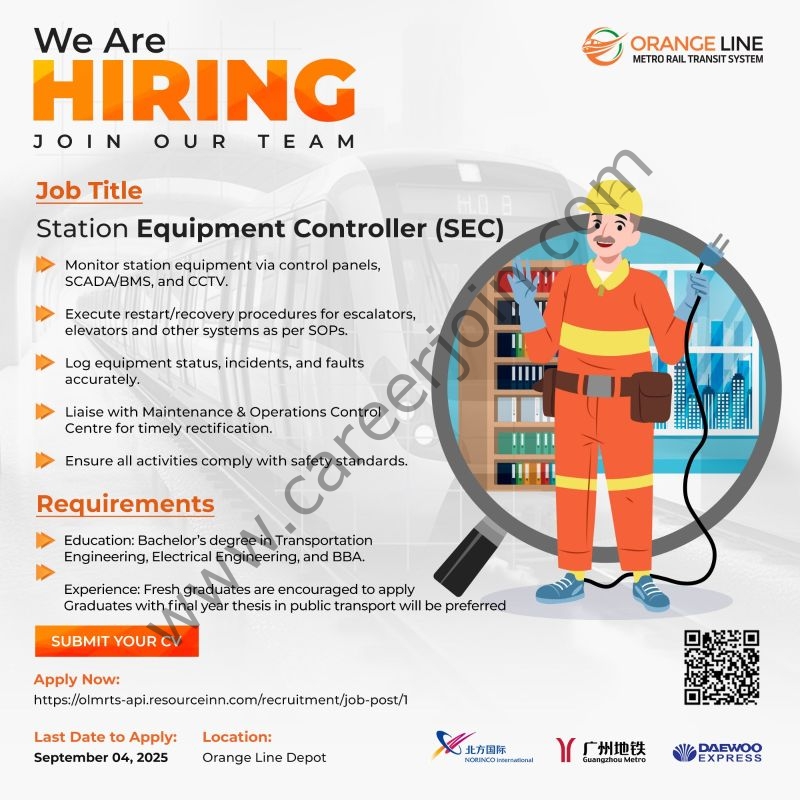 Orange Line Metro Rail Transit System Jobs Station Equipment Controller (SEC) 1