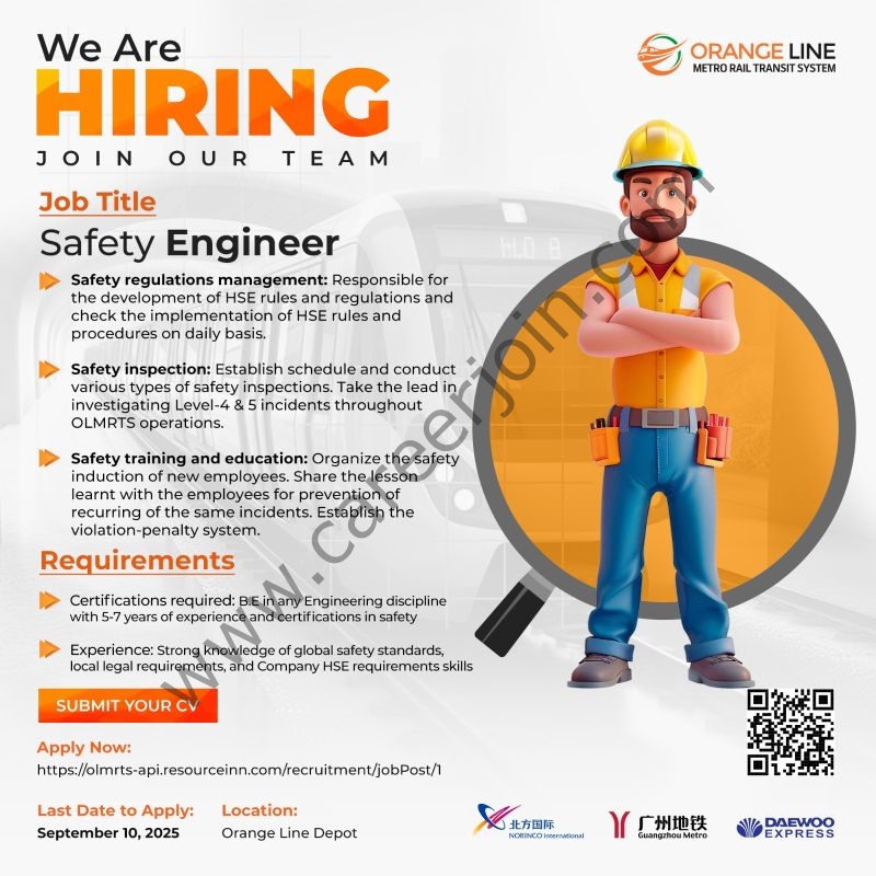 Orange Line Metro Rail Transit System (OLMRTS) Jobs Safety Engineer 1