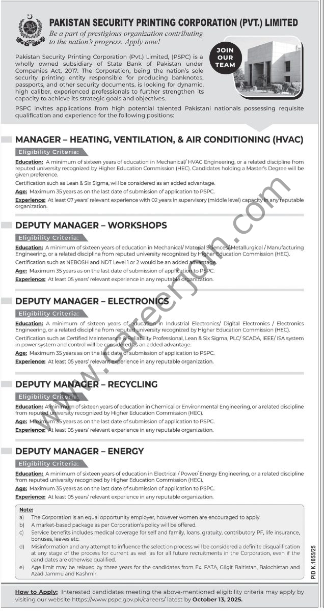 Pakistan Security Printing Corp Pvt Ltd Jobs 28 September 2025 Express Tribune 1