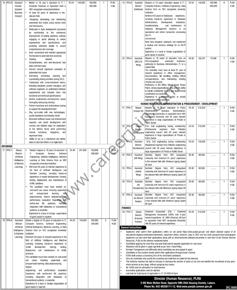 Punjab Land Record Authority Jobs 28 September 2025 Express Tribune 01 1