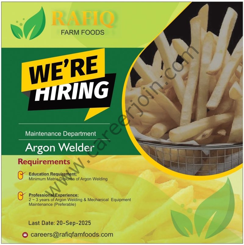 Rafiq Farm Foods Jobs Argon Welder 1