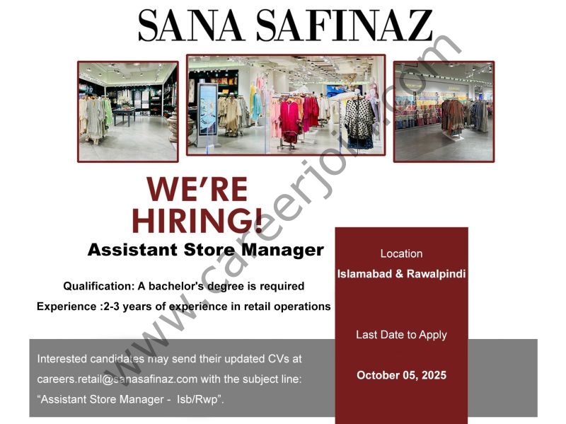 Sana Safinaz Jobs Assistant Store Manager 1